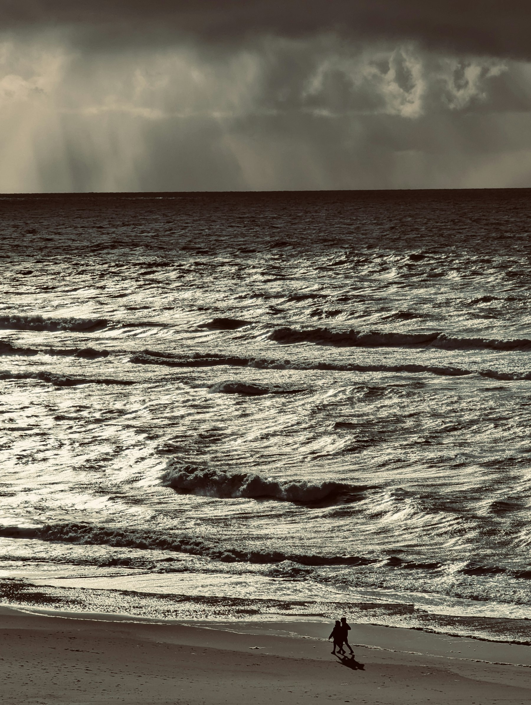 Heavy storm surf rolling toward the beach
